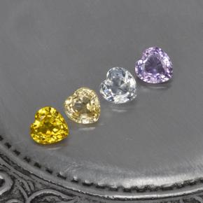Gemas de zafiro multicolor natural de  ct, forma de corazón, VVS-VS