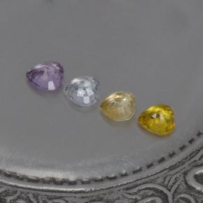 Gemas de zafiro multicolor natural de  ct, forma de corazón, VVS-VS