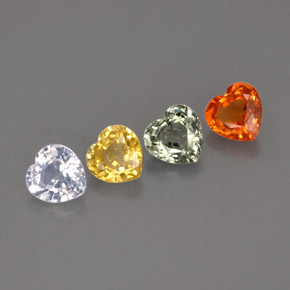 Gemas de zafiro multicolor natural de  ct, forma de corazón, VVS-VS