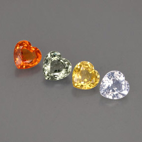 Gemas de zafiro multicolor natural de  ct, forma de corazón, VVS-VS