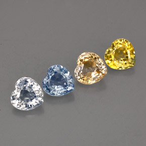 Gemas de zafiro multicolor natural de  ct, forma de corazón, VVS-VS
