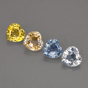 Gemas de zafiro multicolor natural de  ct, forma de corazón, VVS-VS