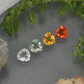 Gemas de zafiro multicolor natural de 1,16 ct, forma de corazón, VVS-VS