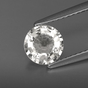 Zafiro blanco natural de 1,09 ct, corte redondo, VS