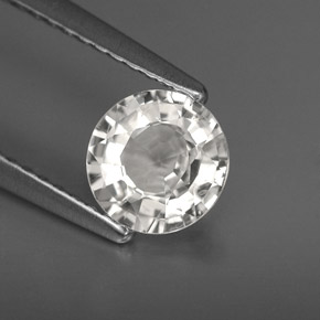 Zafiro blanco natural de 1,09 ct, corte redondo, VS