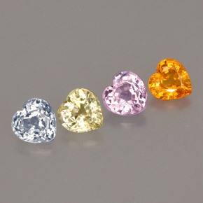 Gemas de zafiro multicolor natural de  ct, forma de corazón, VVS-VS