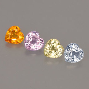 Gemas de zafiro multicolor natural de  ct, forma de corazón, VVS-VS