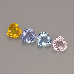 Gemas de zafiro multicolor natural de  ct, forma de corazón, VVS-VS