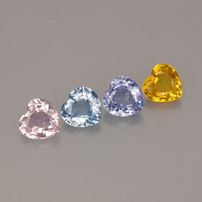 Gemas de zafiro multicolor natural de  ct, forma de corazón, VVS-VS