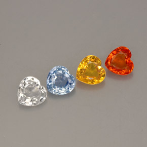 Gemas de zafiro multicolor natural de  ct, forma de corazón, VVS-VS