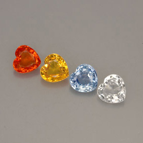Gemas de zafiro multicolor natural de  ct, forma de corazón, VVS-VS