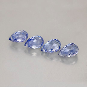 Gemas de zafiro azul natural de  ct, briolette, VVS-VS