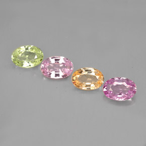 Gemas de zafiro multicolor natural de  ct, corte óvalo, VVS-VS