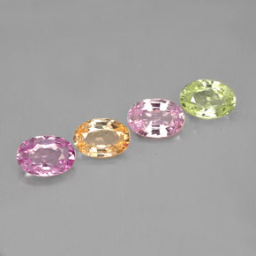 Gemas de zafiro multicolor natural de  ct, corte óvalo, VVS-VS