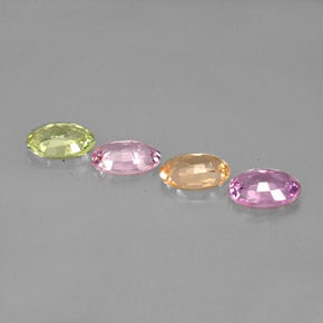 Gemas de zafiro multicolor natural de  ct, corte óvalo, VVS-VS
