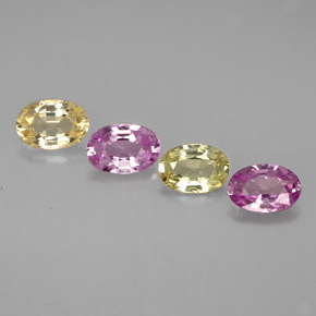 Gemas de zafiro multicolor natural de  ct, corte óvalo, VVS-VS
