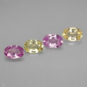 Gemas de zafiro multicolor natural de  ct, corte óvalo, VVS-VS