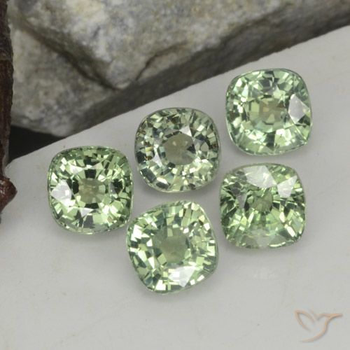 Gemas de zafiro verde natural de 2,87 ct, corte cojín, VVS-VS