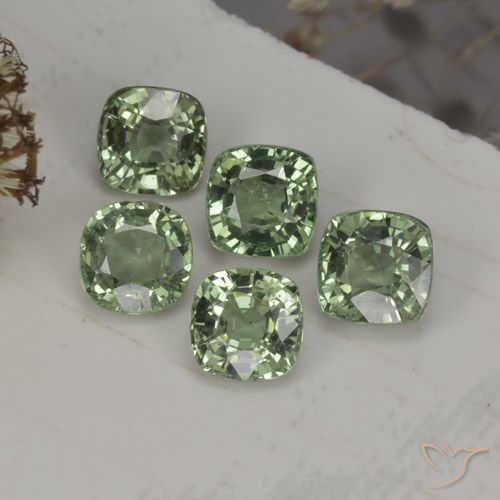 Gemas de zafiro verde natural de 2,63 ct, corte cojín, VVS-VS
