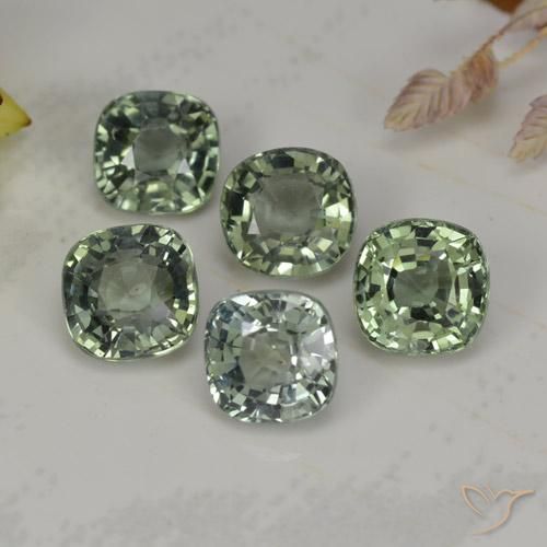 Gemas de zafiro verde natural de 2,74 ct, corte cojín, VVS-VS