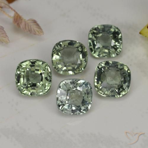 Gemas de zafiro verde natural de 2,74 ct, corte cojín, VVS-VS