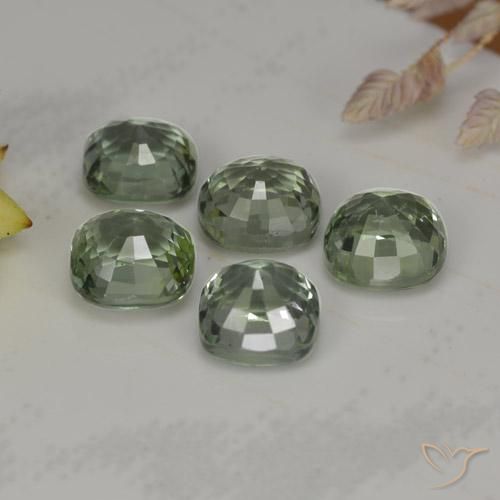 Gemas de zafiro verde natural de 2,74 ct, corte cojín, VVS-VS