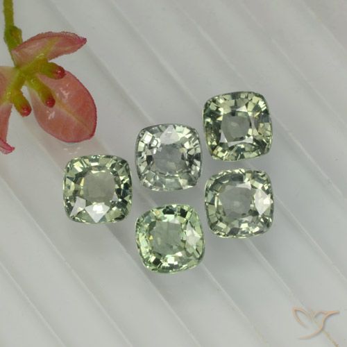 Gemas de zafiro verde natural de 2,66 ct, corte cojín, VVS-VS