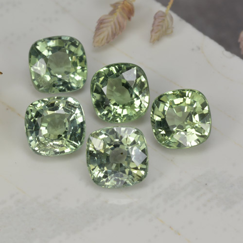 Gemas de zafiro verde natural de 2,51 ct, corte cojín, VVS-VS