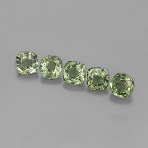 Gemas de zafiro verde natural de  ct, corte cojín, VVS-VS