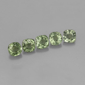 Gemas de zafiro verde natural de  ct, corte cojín, VVS-VS