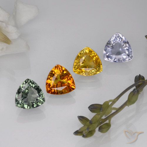 Gemas de zafiro multicolor natural de 3,09 ct, trillón, VVS-VS