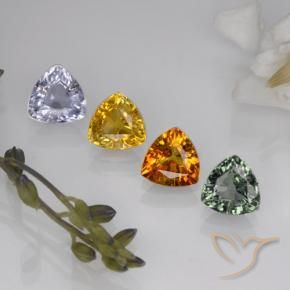 Gemas de zafiro multicolor natural de 3,09 ct, trillón, VVS-VS