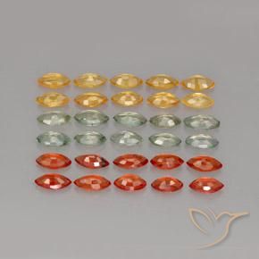 Gemas de zafiro multicolor natural de 4,37 ct, marquesa, VVS-VS