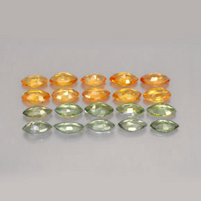 Gemas de zafiro multicolor natural de  ct, marquesa, VVS-VS