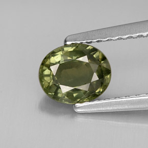 Zafiro verde natural de 0,86 ct, corte óvalo, VS
