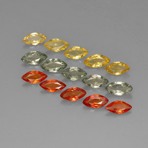 Gemas de zafiro multicolor natural de  ct, marquesa, VVS-VS