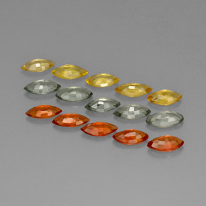 Gemas de zafiro multicolor natural de  ct, marquesa, VVS-VS