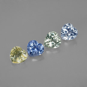 Gemas de zafiro multicolor natural de  ct, forma de corazón, VVS-VS