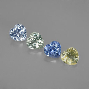 Gemas de zafiro multicolor natural de  ct, forma de corazón, VVS-VS