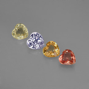 Gemas de zafiro multicolor natural de 1,26 ct, forma de corazón, VVS-VS