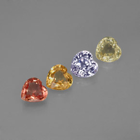 Gemas de zafiro multicolor natural de 1,26 ct, forma de corazón, VVS-VS