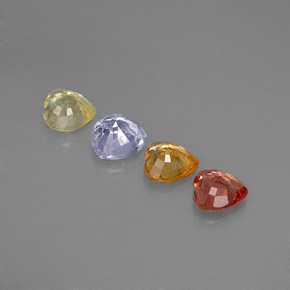 Gemas de zafiro multicolor natural de 1,26 ct, forma de corazón, VVS-VS