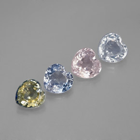 Gemas de zafiro multicolor natural de 1,80 ct, forma de corazón, VVS-VS