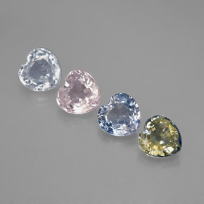 Gemas de zafiro multicolor natural de 1,80 ct, forma de corazón, VVS-VS