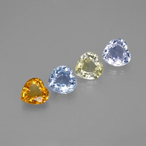Gemas de zafiro multicolor natural de 1,25 ct, forma de corazón, VVS-VS