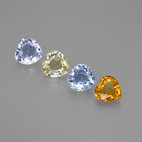 Gemas de zafiro multicolor natural de 1,25 ct, forma de corazón, VVS-VS