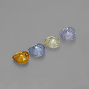 Gemas de zafiro multicolor natural de 1,25 ct, forma de corazón, VVS-VS