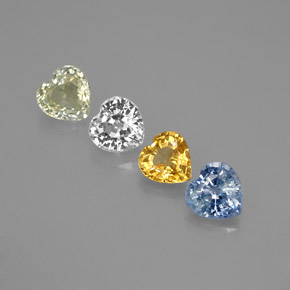 Gemas de zafiro multicolor natural de 1,41 ct, forma de corazón, VVS-VS