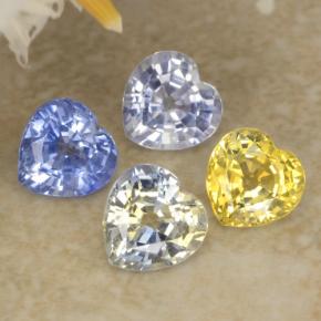 Gemas de zafiro multicolor natural de 1,61 ct, forma de corazón, VVS-VS