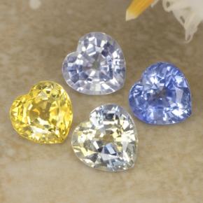 Gemas de zafiro multicolor natural de 1,61 ct, forma de corazón, VVS-VS